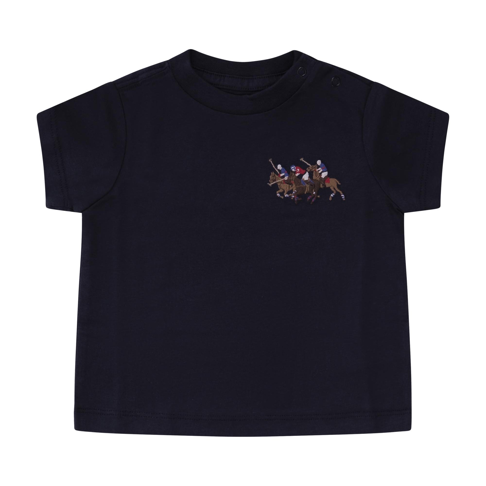 T-shirt per neonato Polo Ralph Lauren Kids nera con Equestrian Knight sul davanti 320A95734 001 Ralph Lauren kids