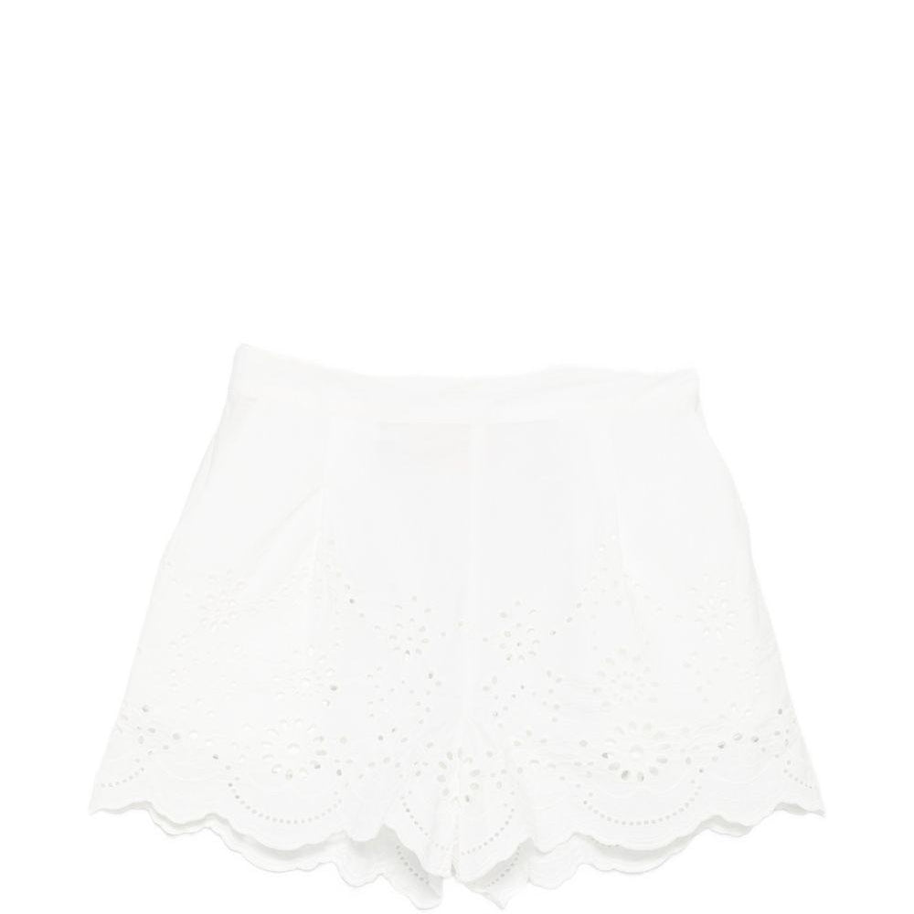 Shorts per donna MC2 Saint Barth bianchi con dettagli ricamati in pizzo sangallo AMN0001 01315L MC2 ST. BARTH