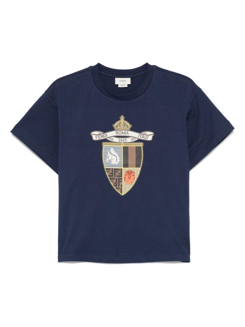 T-shirt per bambino Fendi Kids blu con stampa JMI481 7AJ F1I11 FENDI KIDS