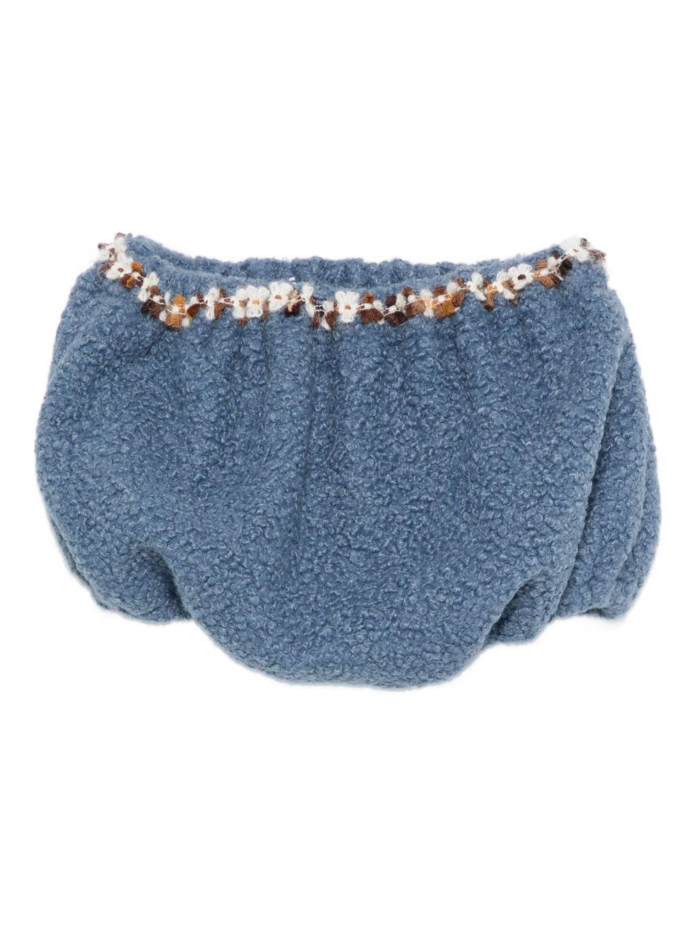 Shorts per neonata A'lapage azzurri con dettaglio floreale ricamato AL25NB AZZURRO A'LAPAGE