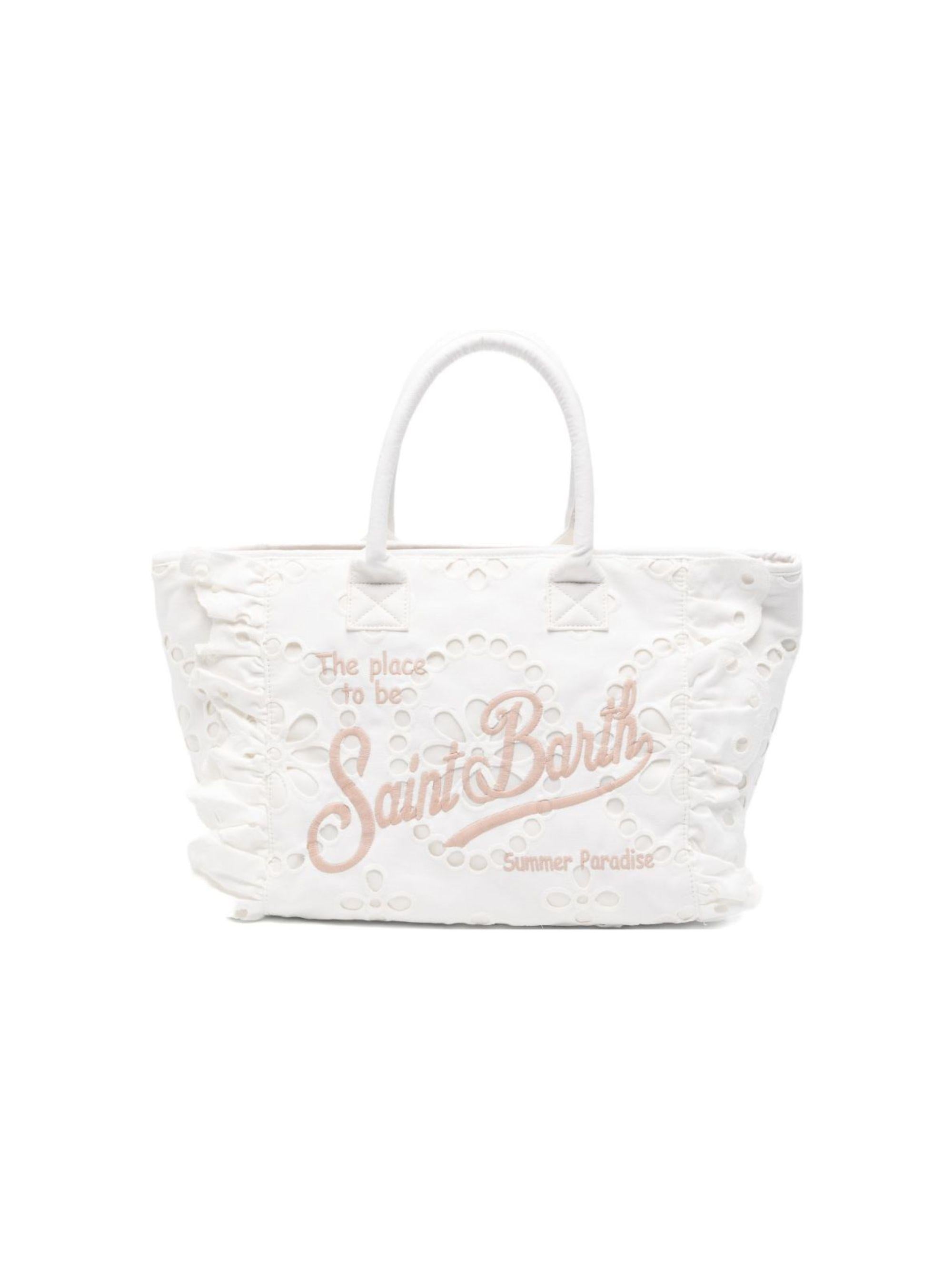 Borsa con bordo arricciato MC2 Saint Barth bianca in pizzo sangallo VANI0029 09063L MC2 ST. BARTH KIDS