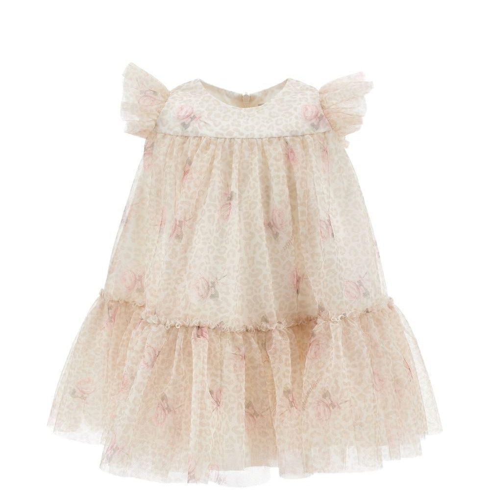 Abito per neonata Monnalisa Kids beige con stampa animalier 31H910 8652 0080 MONNALISA KIDS