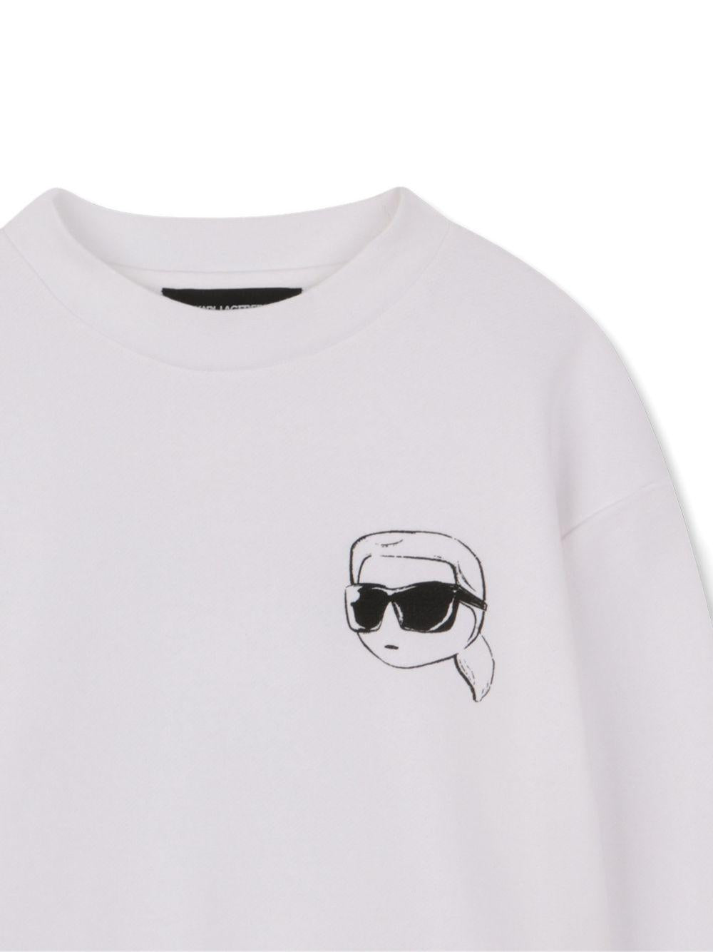 Felpa per bambino Karl Lagerfeld Kids bianca con stampa Karl Z31088 10P KARL LAGERFELD KIDS