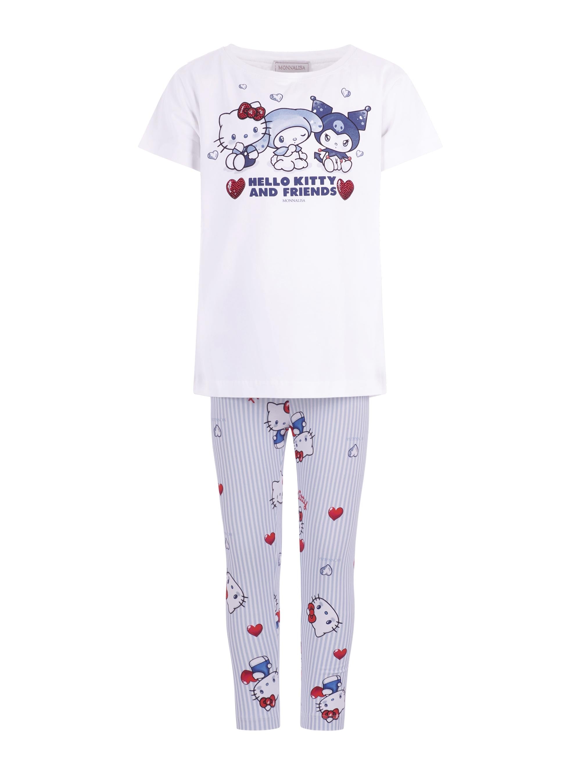 Set due pezzi top e pantaloni per bambina Monnalisa con stampa grafica sul davanti 19G507 7005 9958 MONNALISA KIDS
