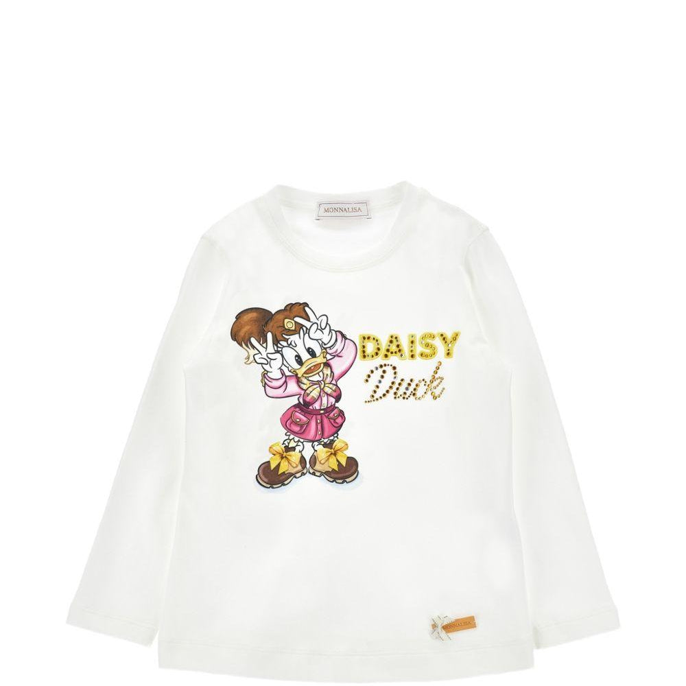 T-shirt per bambina Monnalisa Kids bianca con stampa grafica 11H622 8201 0198 MONNALISA KIDS