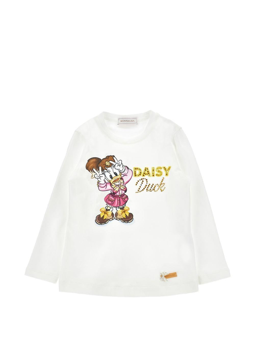 T-shirt per bambina Monnalisa Kids bianca con stampa grafica 11H622 8201 0198 MONNALISA KIDS