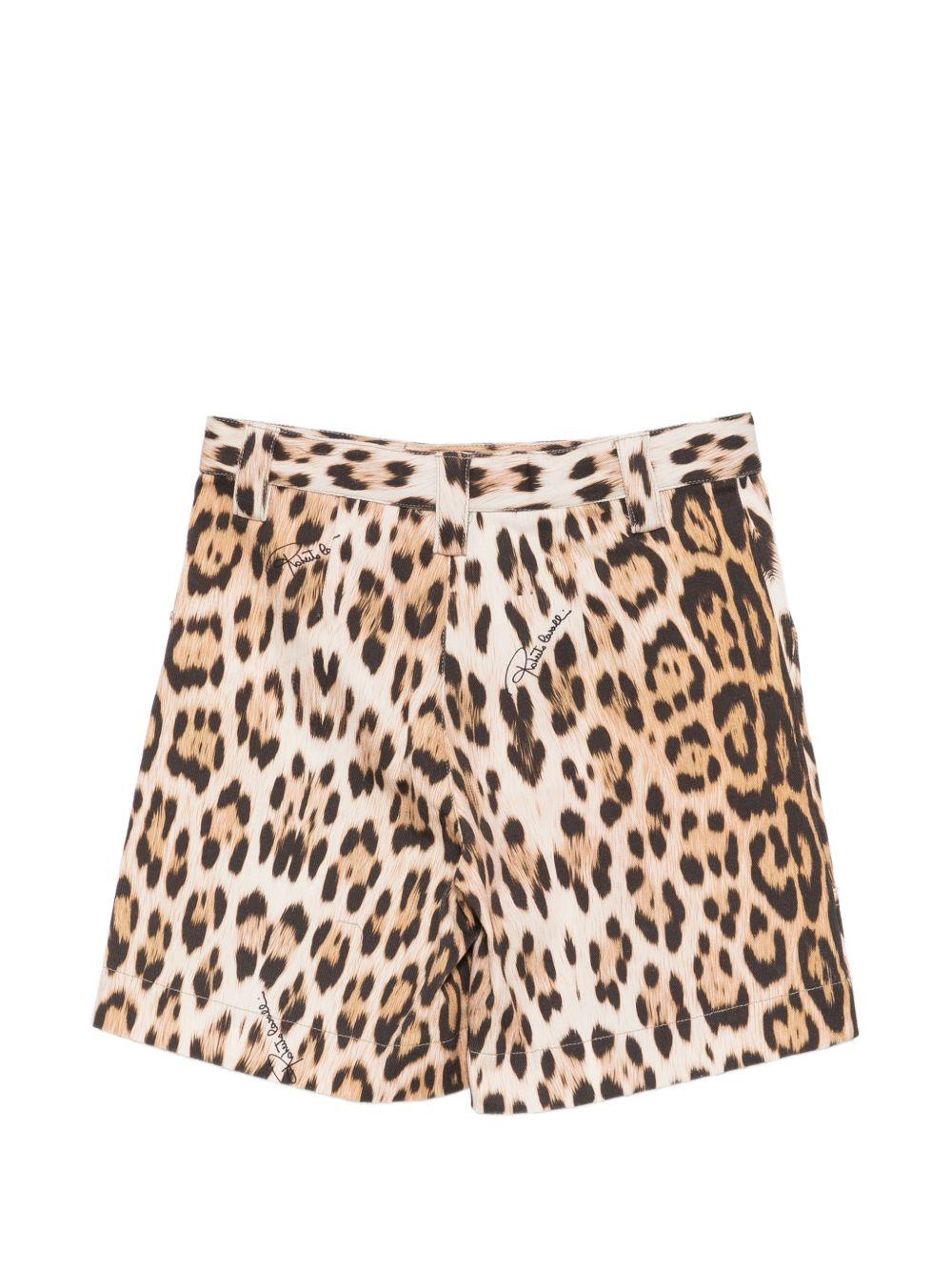 Shorts per bambino Roberto Cavalli Kids marrone con stampa animalier CBP26086BE MACULA N.H. ROBERTO CAVALLI KIDS