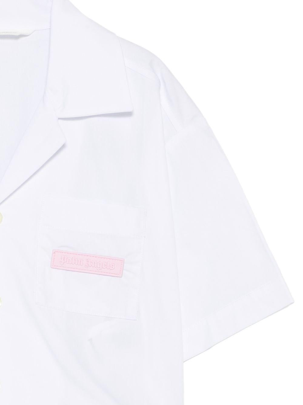 Camicia per bambina Palm Angels Kids bianca con taschino sul petto PGGG001S26FAB002 002 PALM ANGELS KIDS