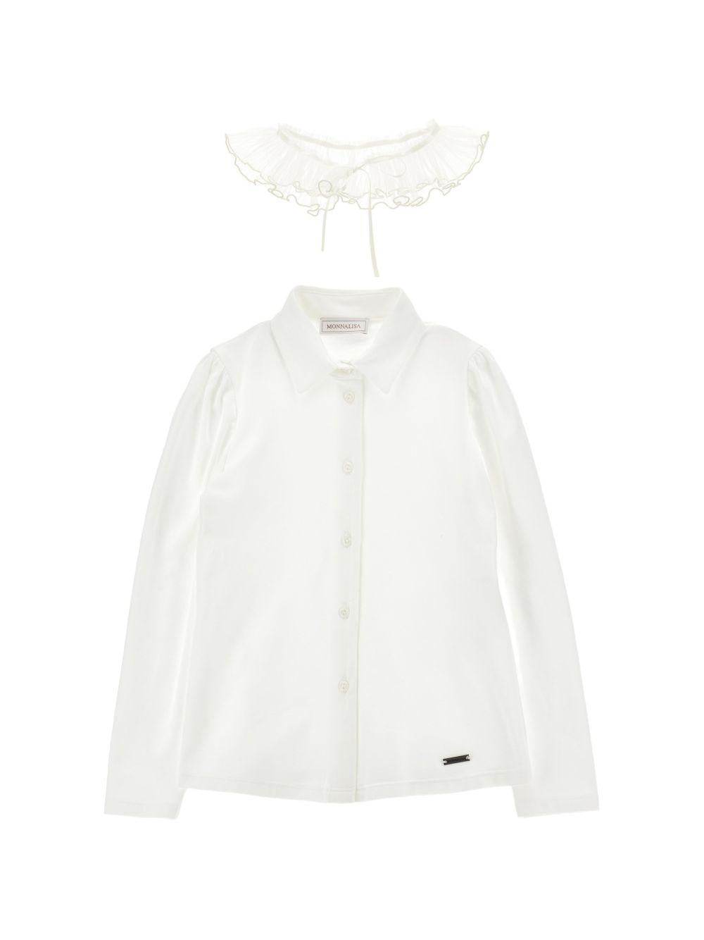 Camicia per bambina Monnalisa Kids bianca con colletto con ruches 17H300 8201 0001 MONNALISA KIDS