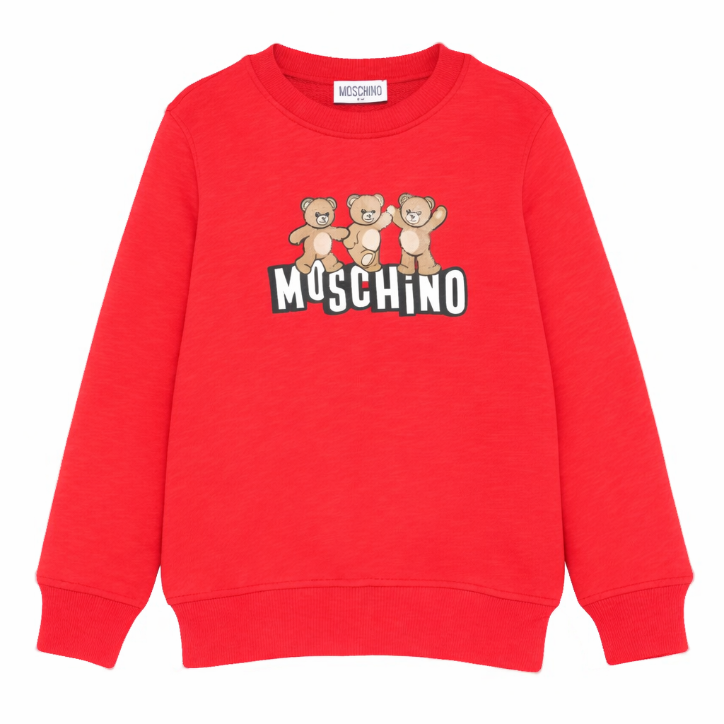 Felpa da bambino Moschino Kids rossa con stampa orsetti HVF08VLCA88 50109 MOSCHINO KIDS