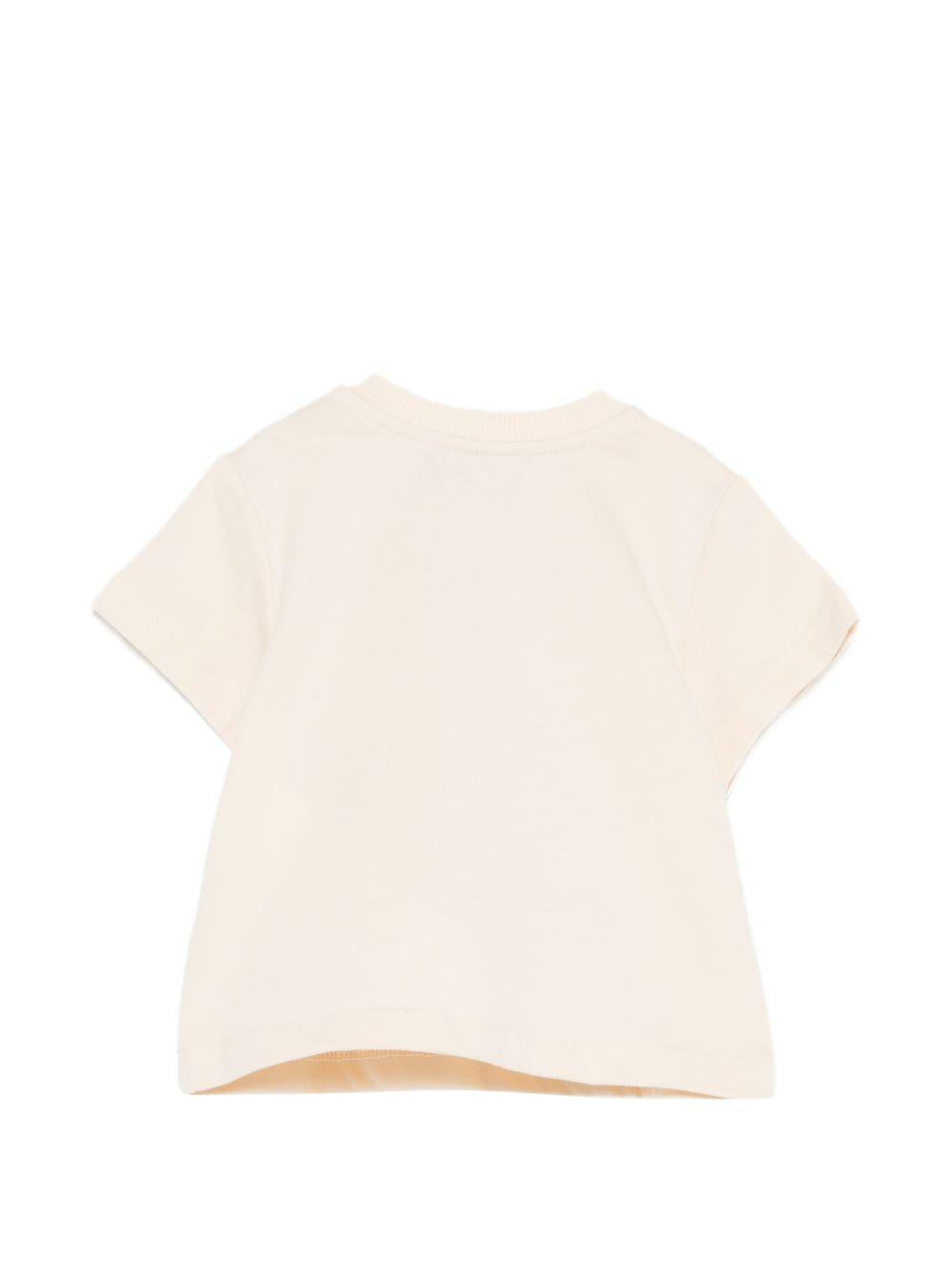 T-shirt per neonati Moschino Kids beige con dettagli ricamati MYM047LAA23 20404 MOSCHINO KIDS