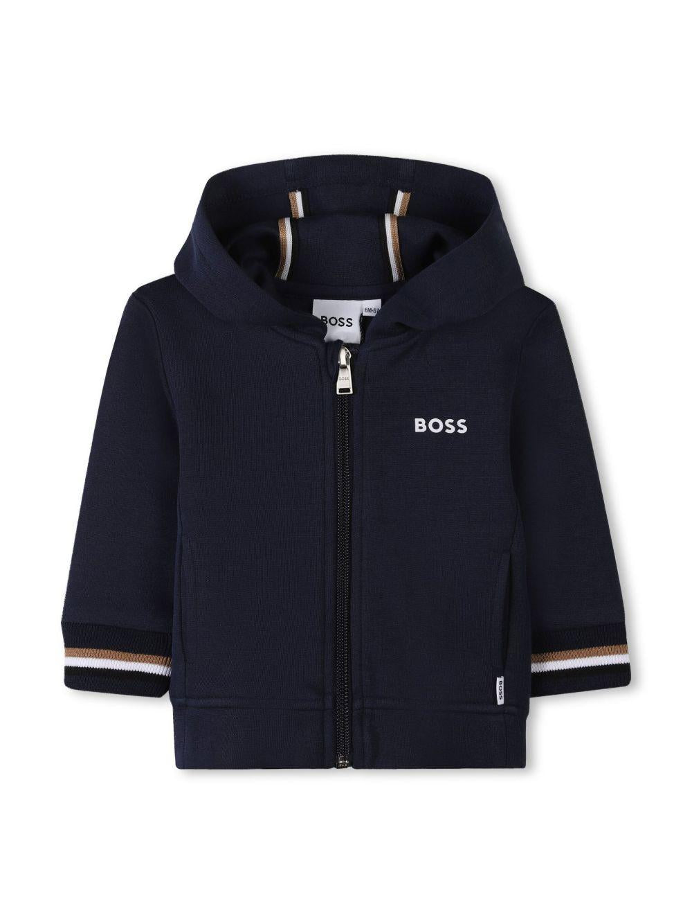 Tuta sportiva con stampa per neonato BOSS Kidswear blu con dettaglio a righe J52126 849 BOSS KIDS