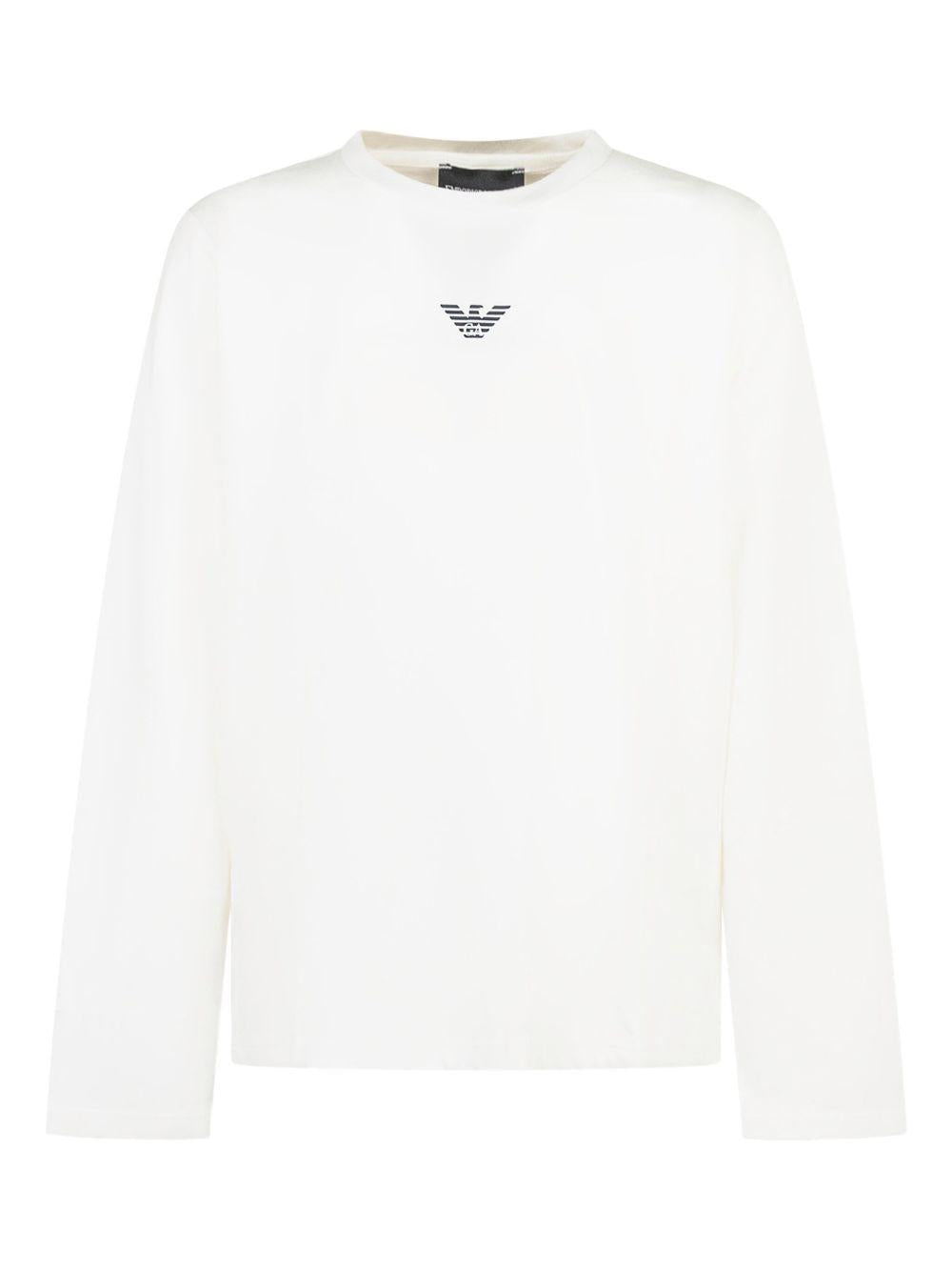 T-shirt per bambino Emporio Armani Kids bianca con dettaglio sul davanti EB000420 AF15013 M0134 EMPORIO ARMANI KIDS