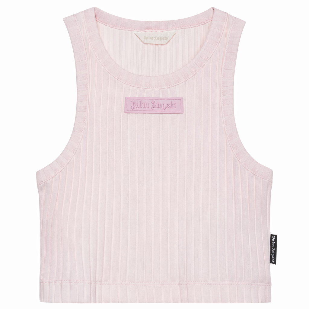 Top per bambina Palm Angels Kids rosa con design a coste PGAG002S26JER002 042 PALM ANGELS KIDS