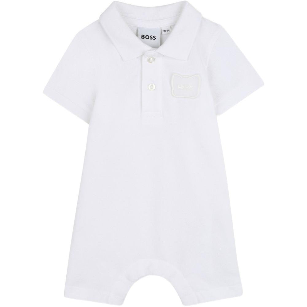 Tutina per neonato Boss Kids bianca con dettaglio applicato J53033 10P BOSS KIDS