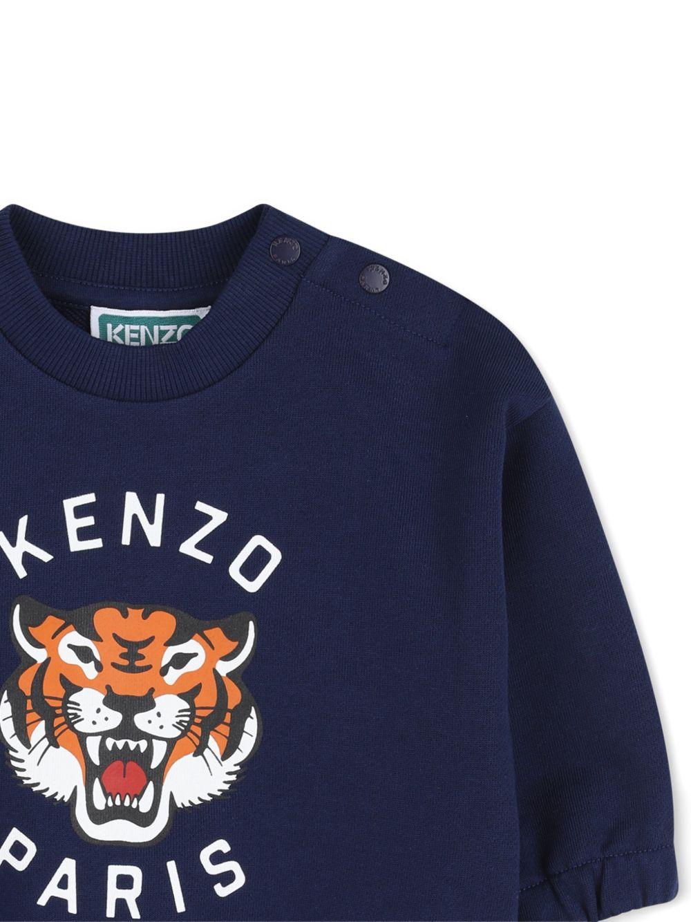 Set tuta sportiva per neonato Kenzo Kids blu con stampa tigre sul davanti K61720 84N KENZO KIDS