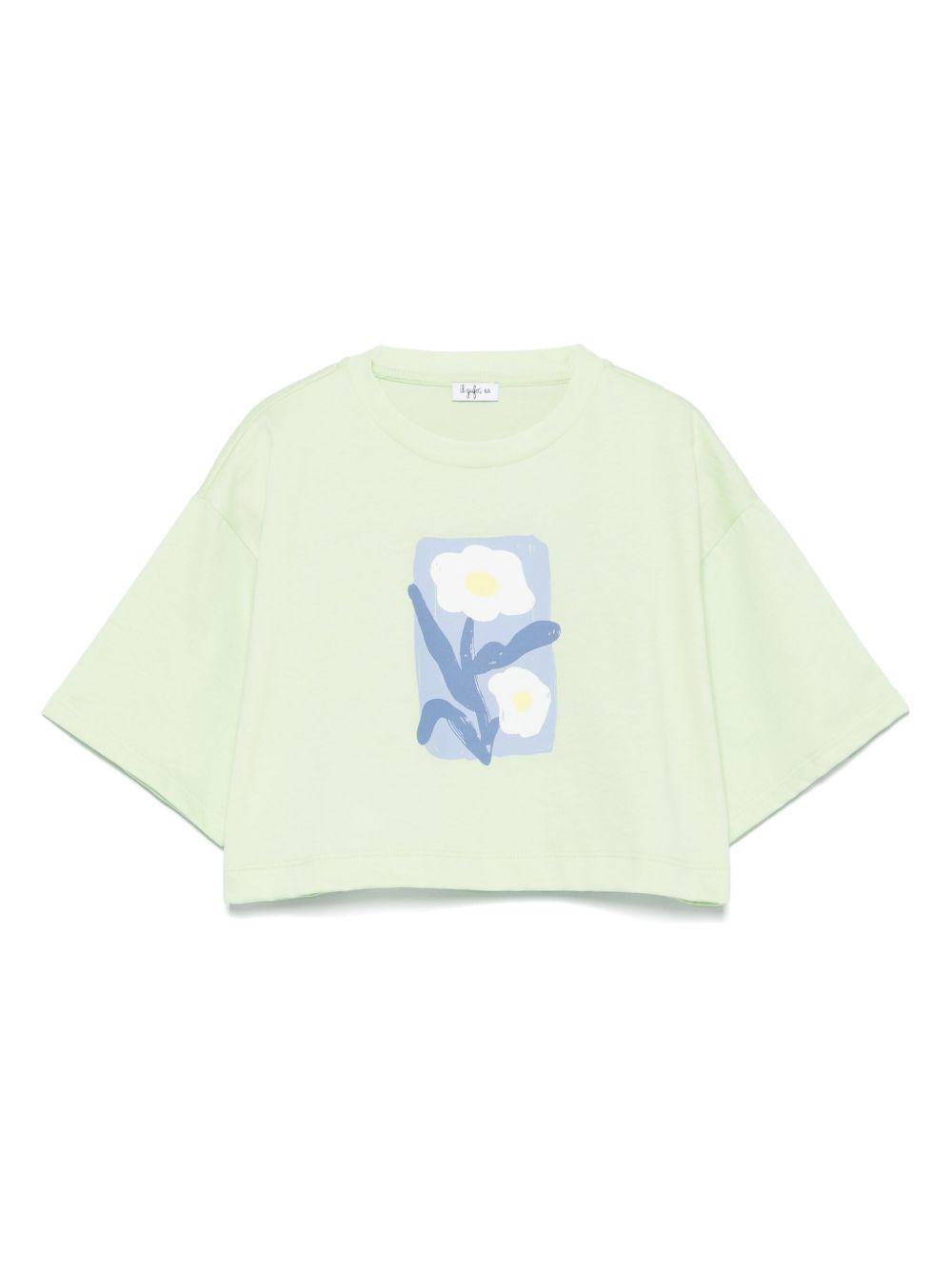 T-shirt per bambina Il Gufo verde con stampa P25TS477MF001 5246 IL GUFO