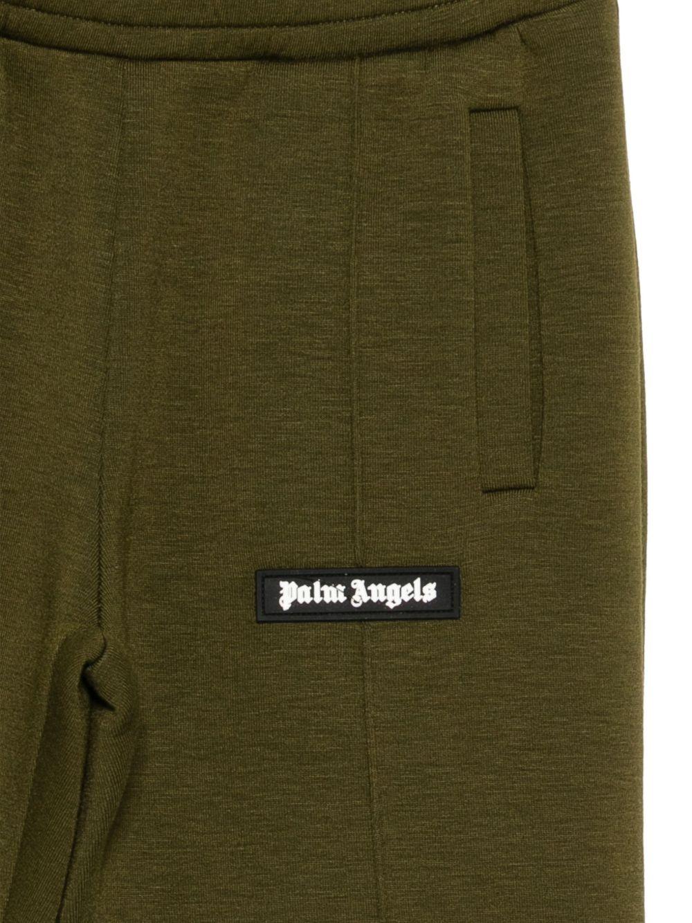 Pantaloni sportivi per bambino Palm Angels Kids verdi con applicazione con logo PBCH017F25FLE001 5603 PALM ANGELS KIDS