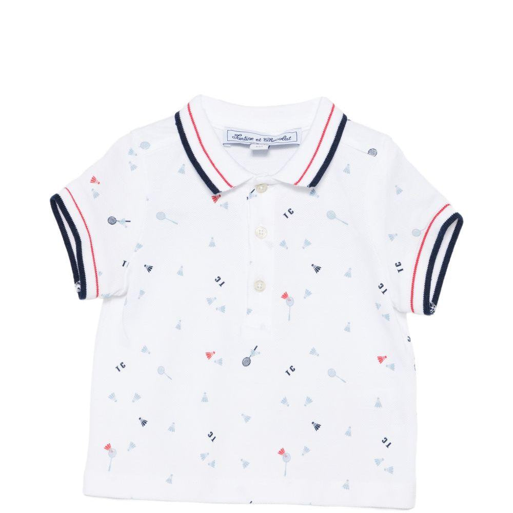 T-shirt per neonato Tartine Et Chocolat bianca con colletto stile polo CC11051 01 TArtine & Chocolat KIDS