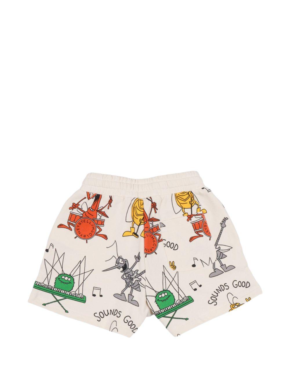 Shorts per bambino Stella McCartney Kids bianco con stampa grafica all-over TY6P49 Z3522 137MC STELLA McCARTNEY KIDS