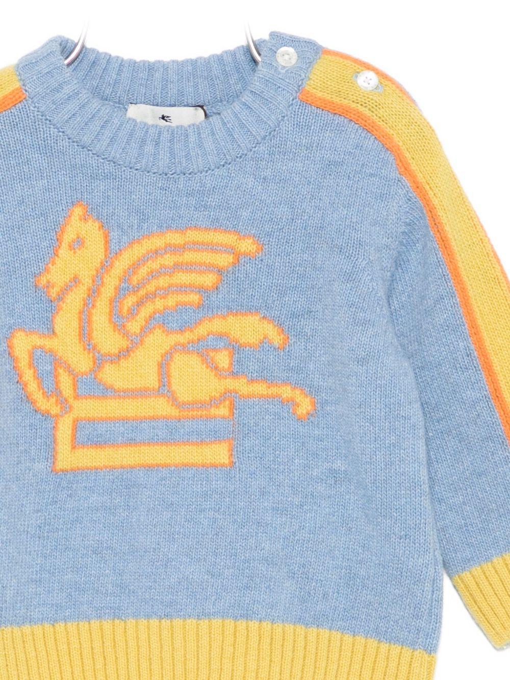 Maglione per neonato ETRO Kids azzurro con motivo Pegaso ricamato GX9500 Z2498 638 ETRO KIDS