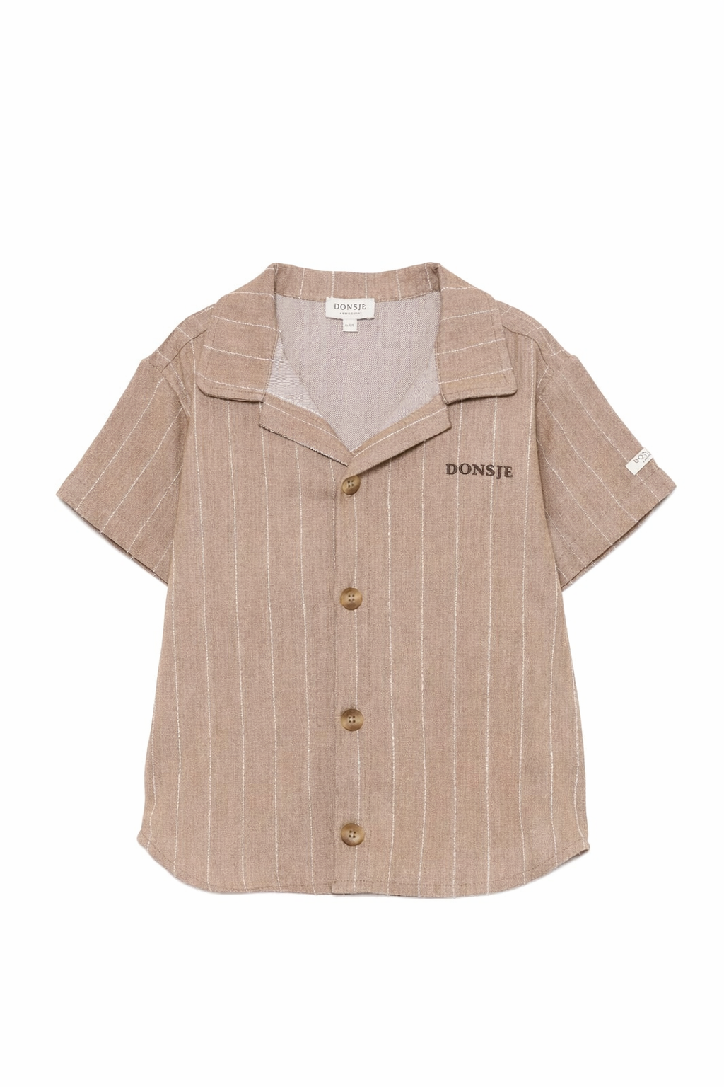 Camicia per bambino Donsje marrone con logo ricamato sul davanti 4112200 S0027 DONSJE KIDS