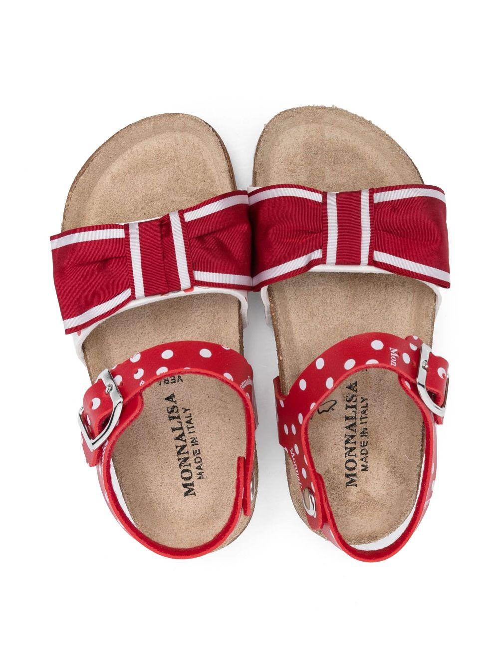 Sandali per bambina Monnalisa rosso a pois con dettaglio fiocco 83E018 5720 4499 MONNALISA