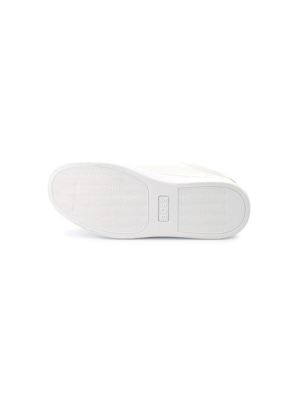 Sneakers per bambino Boss Kidswear bianco con logo goffrato con design color-block J51650 10P BOSS KIDS