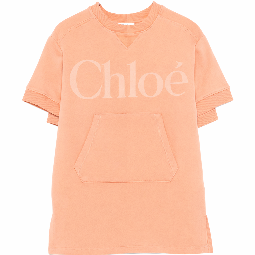 Abito per bambina Chloé Kids rosa con logo sul davanti C21230 43A CHLOE' KIDS