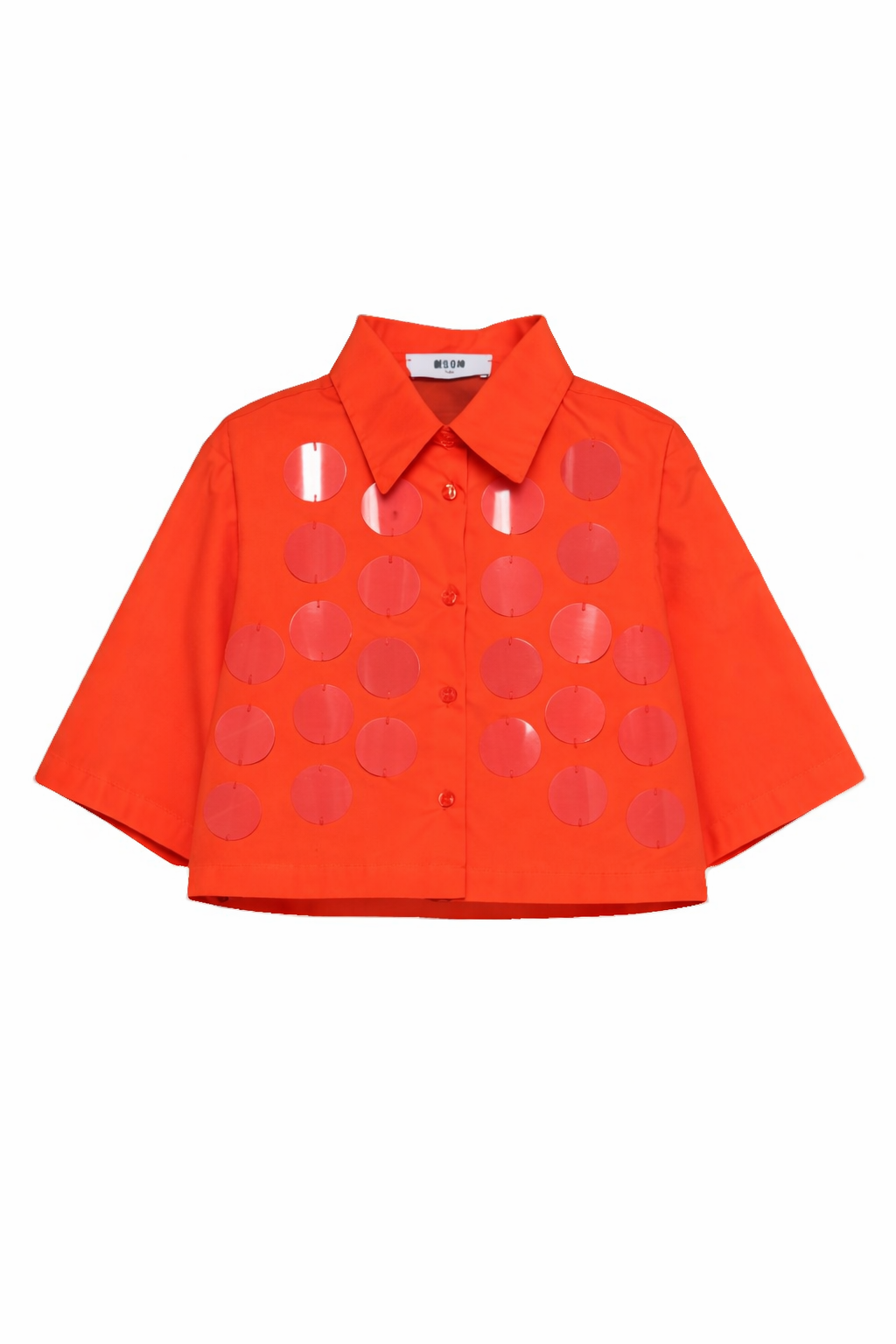 Camicia per bambina MSGM Kids arancione con dettagli a pois fucsia S6MSJGSI097 MS074 MSGM KIDS