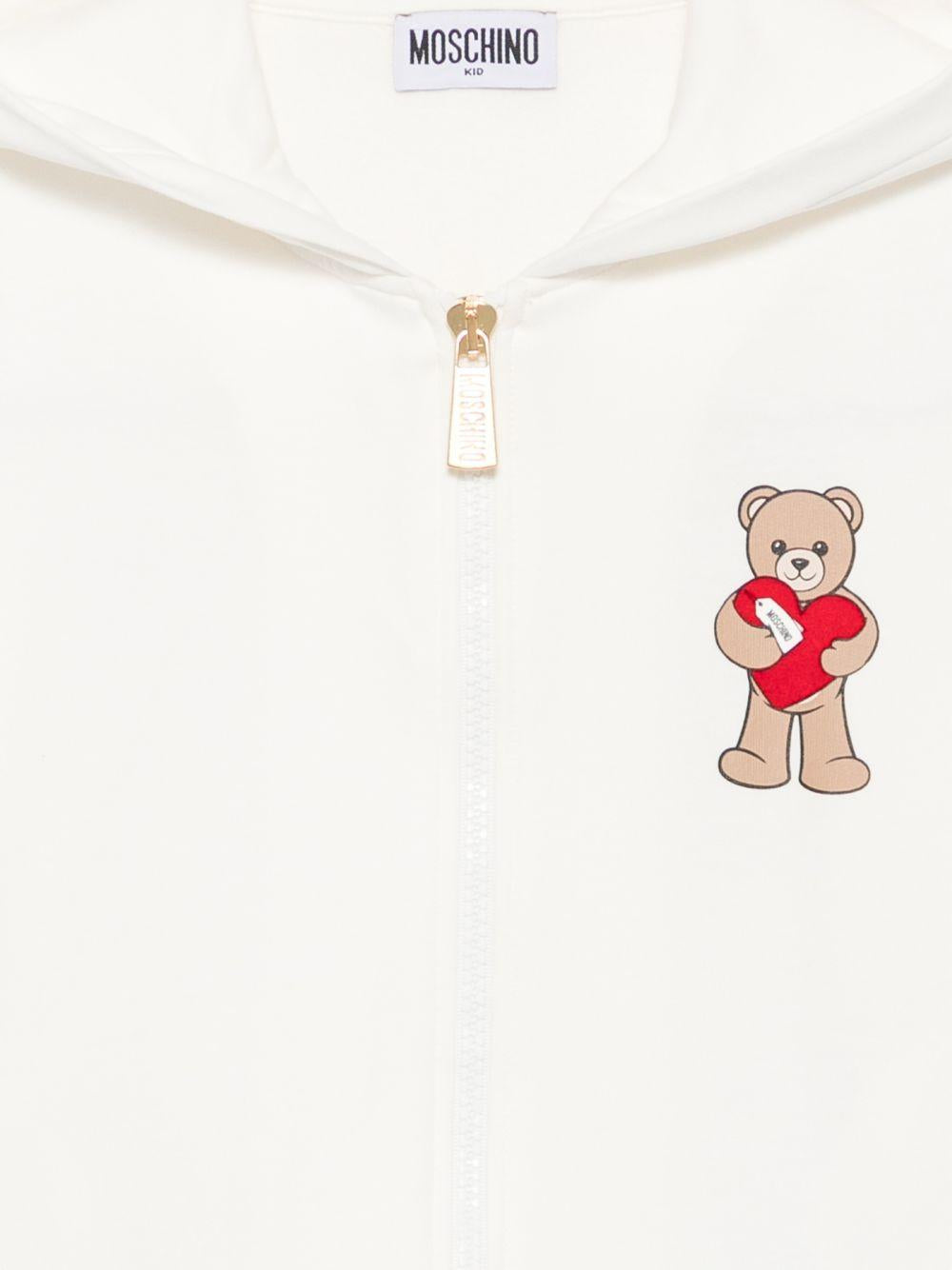 Felpa per bambina Moschino Kids bianca con dettaglio Teddy Bear HDF06TLDA63 10063 MOSCHINO KIDS