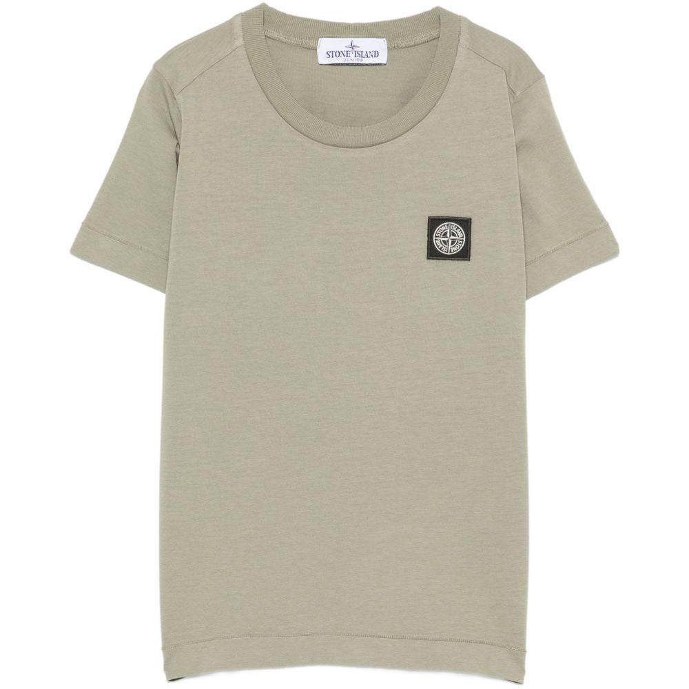 T-shirt per bambino Stone Island Kids verde con applicazione logo sul davanti L2S162100003S0047 V0068 STONE ISLAND KIDS