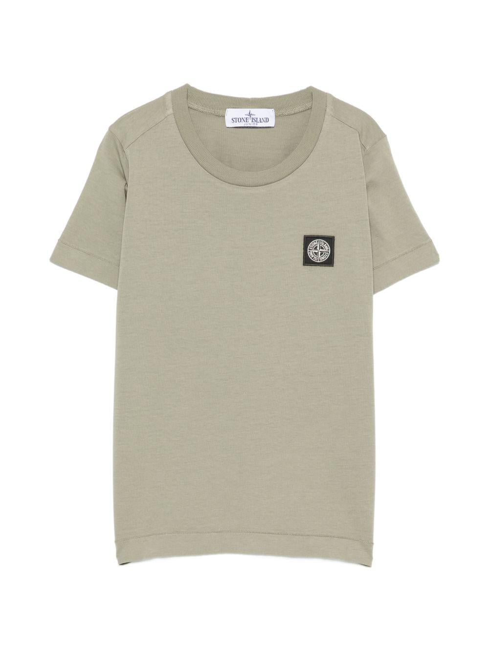 T-shirt per bambino Stone Island Kids verde con applicazione logo sul davanti L2S162100003S0047 V0068 STONE ISLAND KIDS