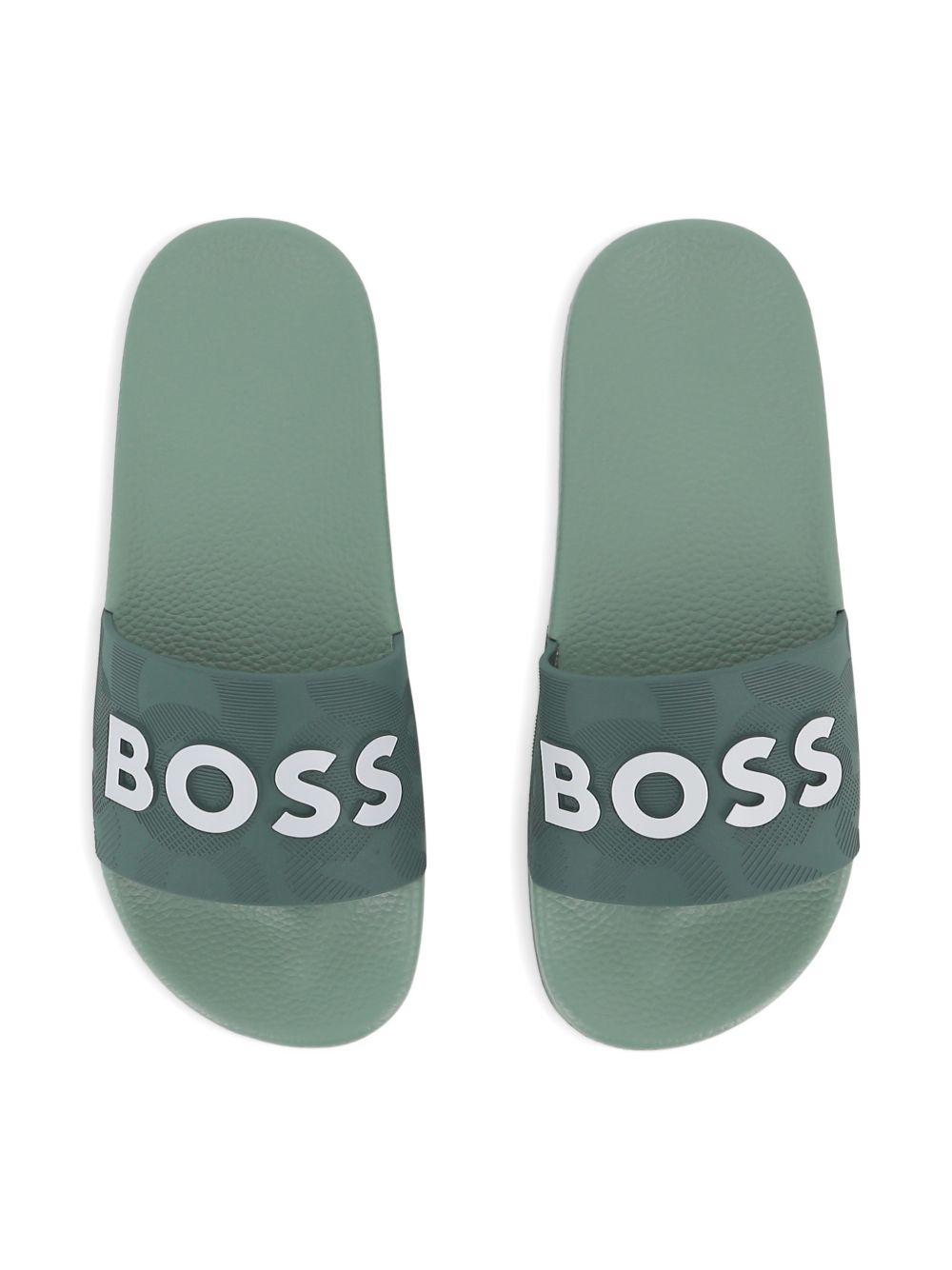 Ciabatte da bambino Boss Kids verde con logo J52799 68C BOSS KIDS