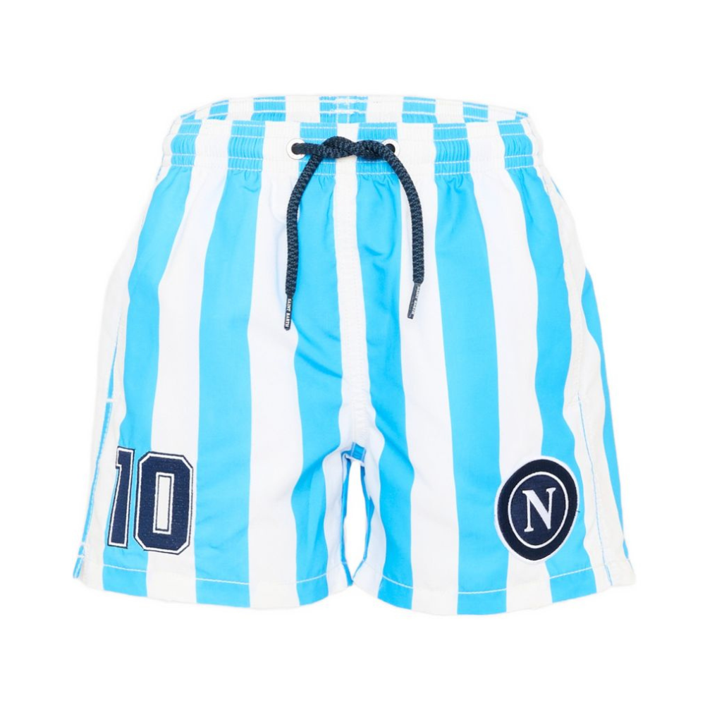 Costume per bambino MC2 Saint Barth Kids azzurro con stemma Napoli sul davanti JEA0001 07458L MC2 ST. BARTH KIDS