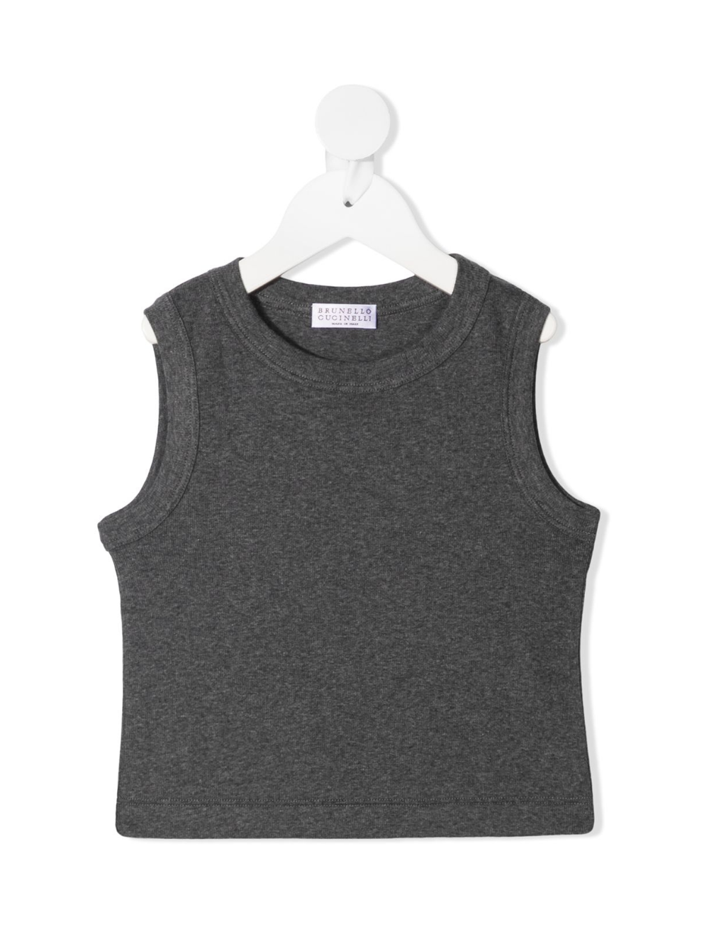 Top per bambina Brunello Cucinelli Kids grigio a girocollo B0R41T852 C080 BRUNELLO CUCINELLI KIDS