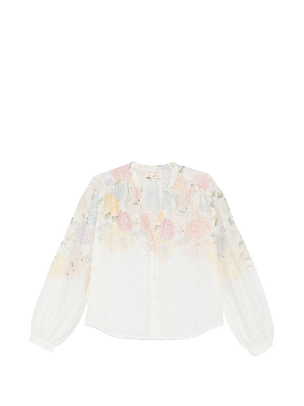 Camicia da donna MC2 Saint Barth bianca con stampa floreale LIO0001 01889L MC2 ST. BARTH