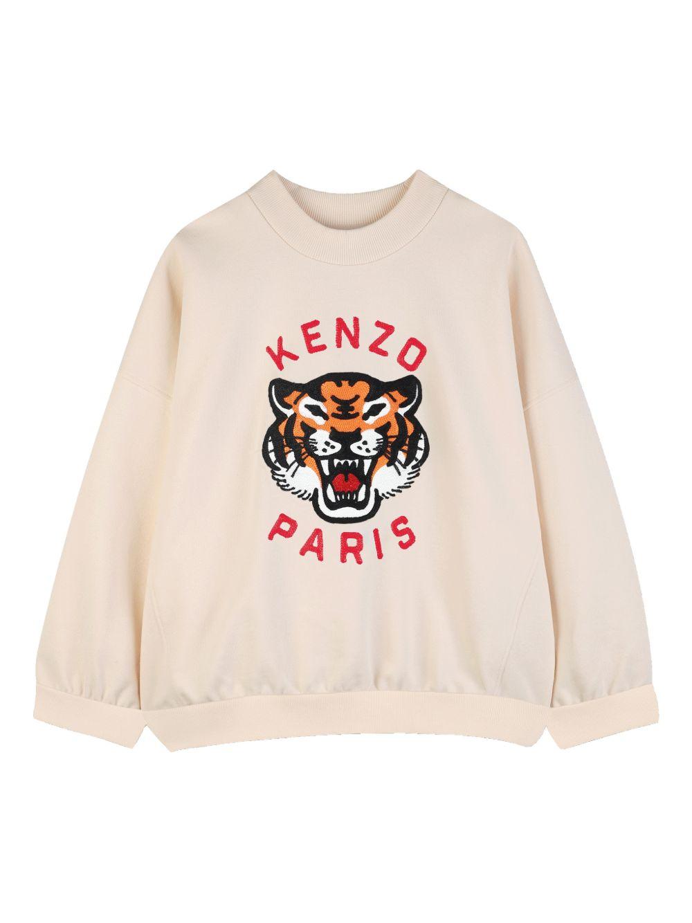 Felpa per bambino Kenzo Kids beige con dettaglio logo sul davanti K61798 208 KENZO KIDS