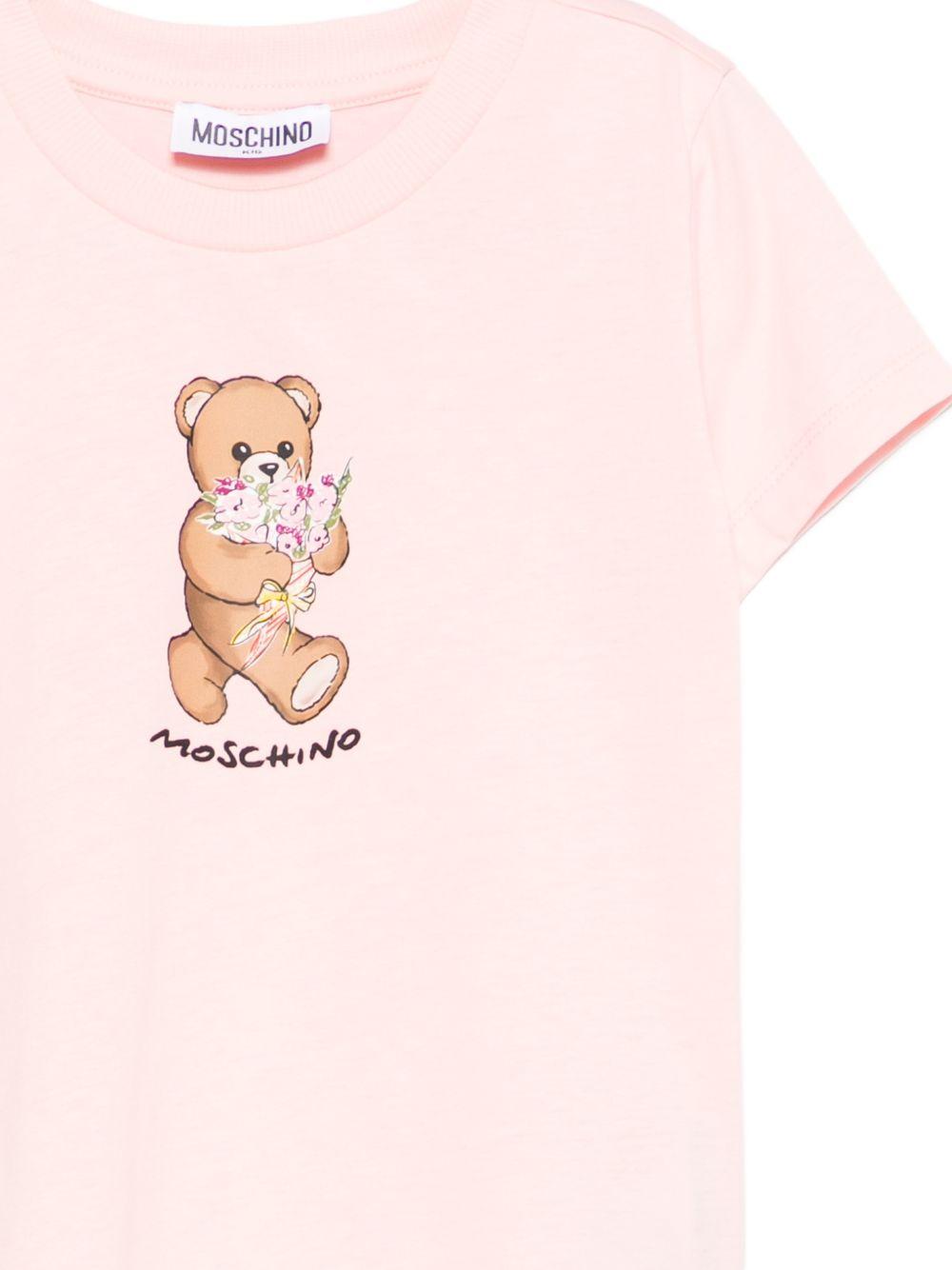 T-shirt per bambina Moschino Kids rosa con stampa grafica Teddy bear HGM06KLAA02 50209 MOSCHINO KIDS