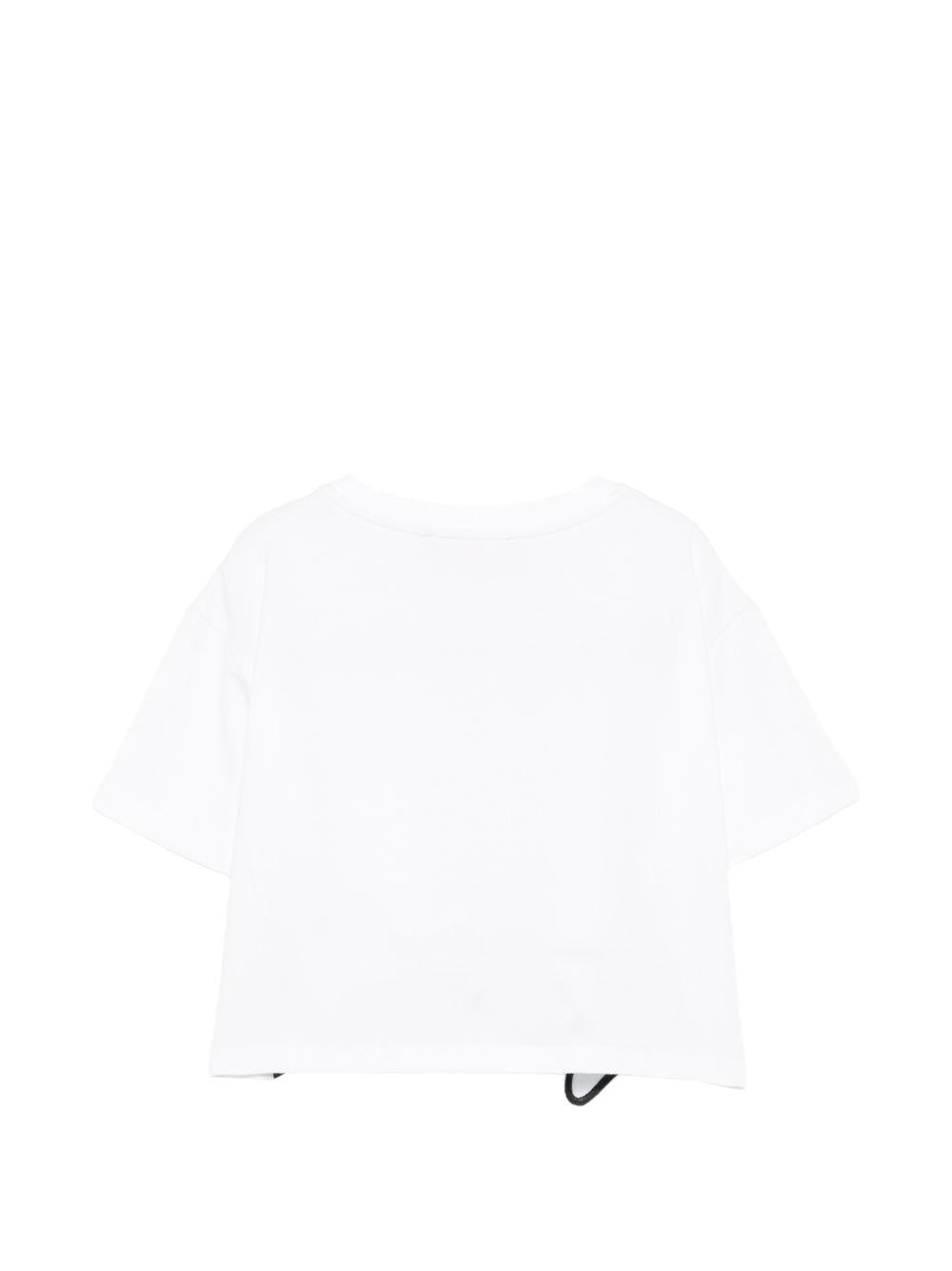 T-shirt per bambina Just Cavalli Kids bianca con logo sull'orlo JGP26084TS WHITE BLACK ROBERTO CAVALLI KIDS