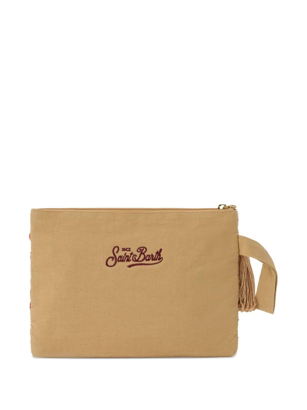 Pochette in juta MC2 Saint Barth beige con motivo corallo ricamato JUTE002 00886L MC2 ST. BARTH KIDS