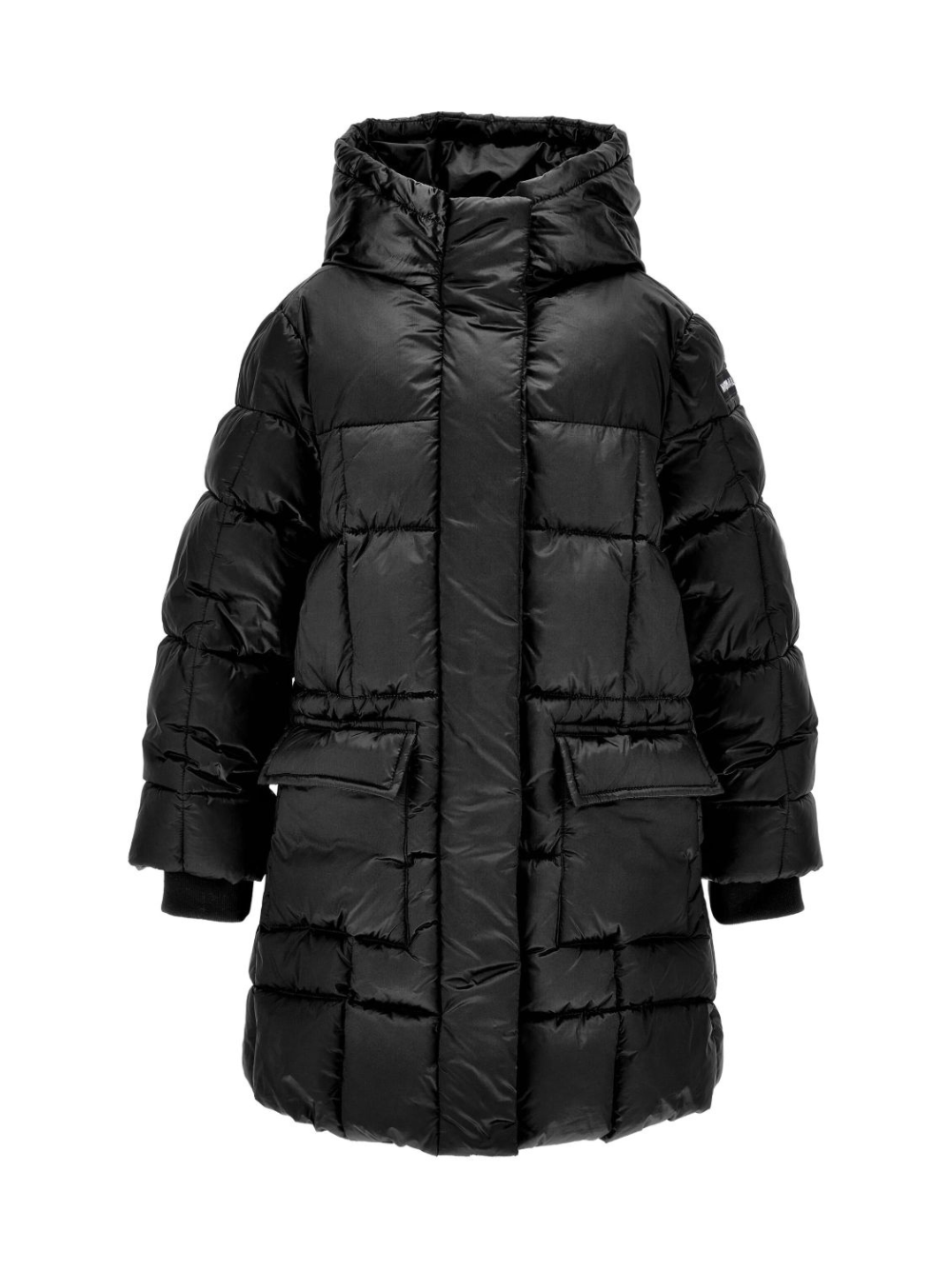 Piumino trapuntato per bambina Monnalisa nero con cappuccio 17F105 6021 0050 MONNALISA