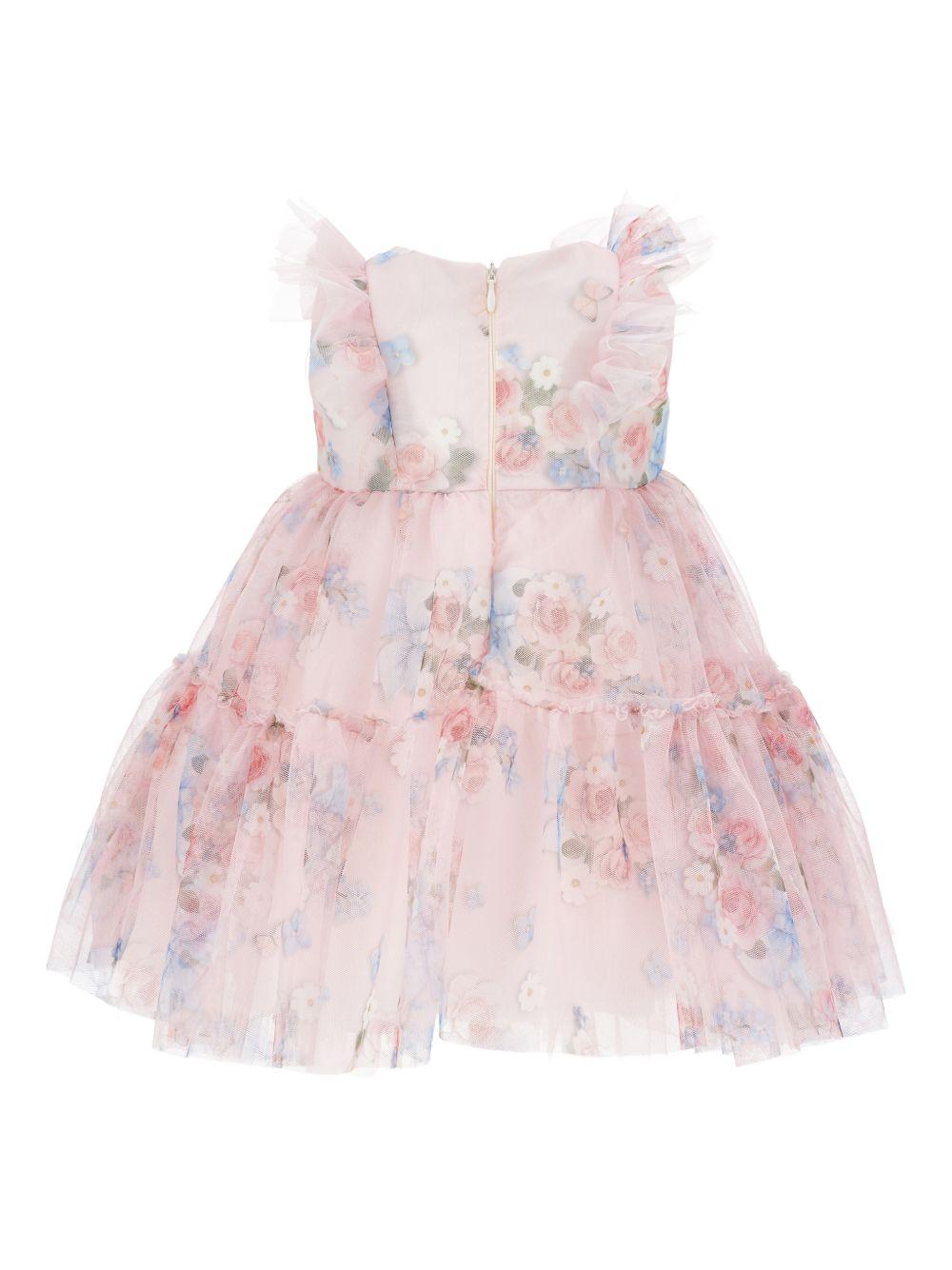 Abito per neonata Monnalisa rosa con stampa a fiori 31G902 7655 0090 MONNALISA KIDS