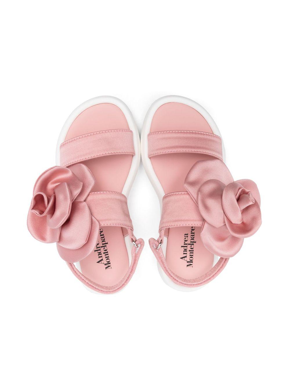 Sandali per bambina Andrea Montelpare rosa con applicazioni a fiore 80809 ROSA MONTELPARE TRADITION