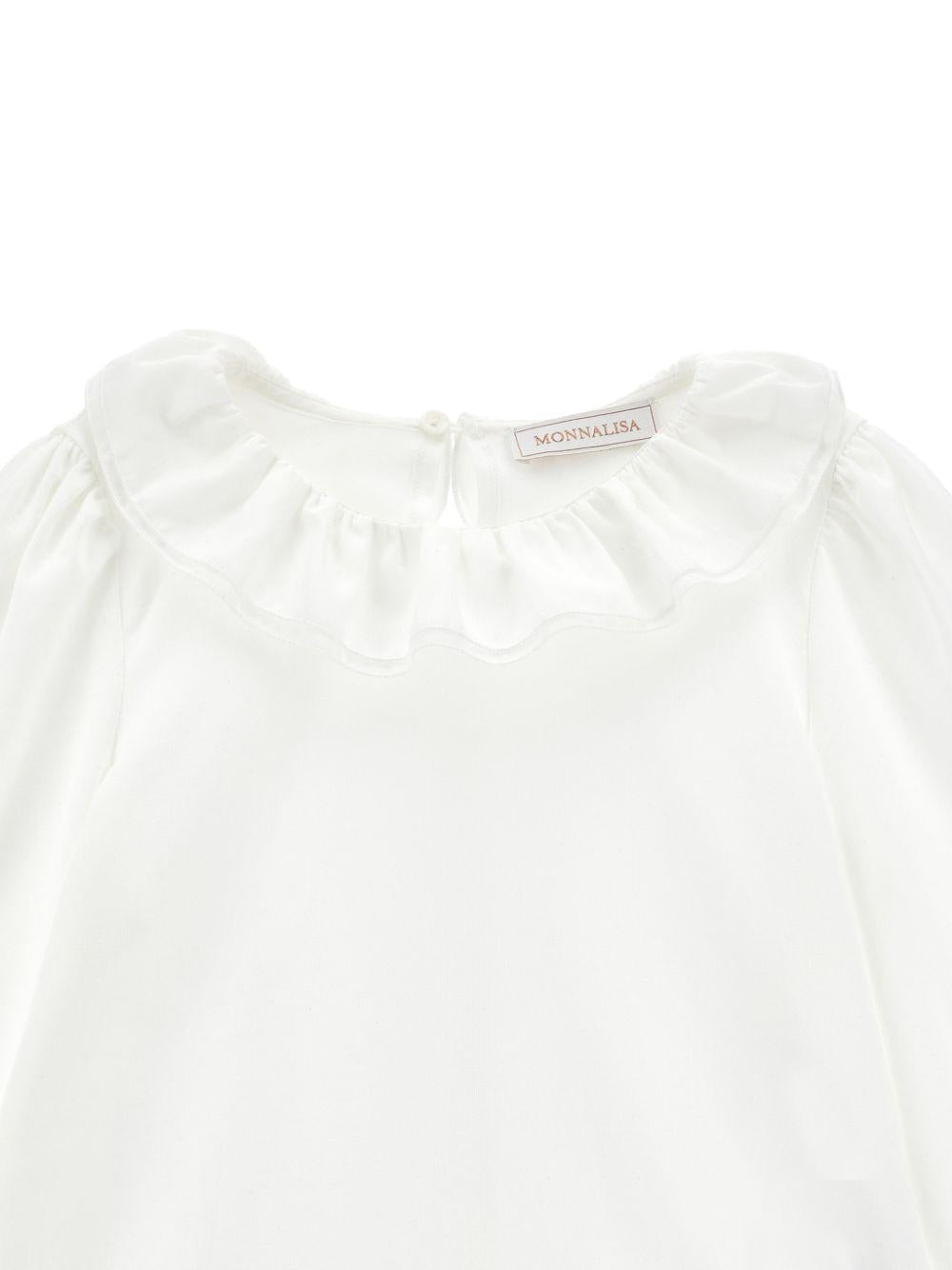 T-shirt per bambina Monnalisa Kids bianca con colletto con ruches 17H603 8201 0001 MONNALISA KIDS