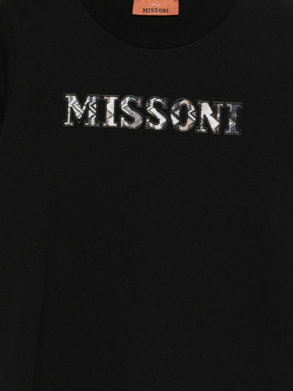 T-shirt per bambino Missoni Kids nera con logo sul davanti MY8P51 Z3672 930 MISSONI KIDS