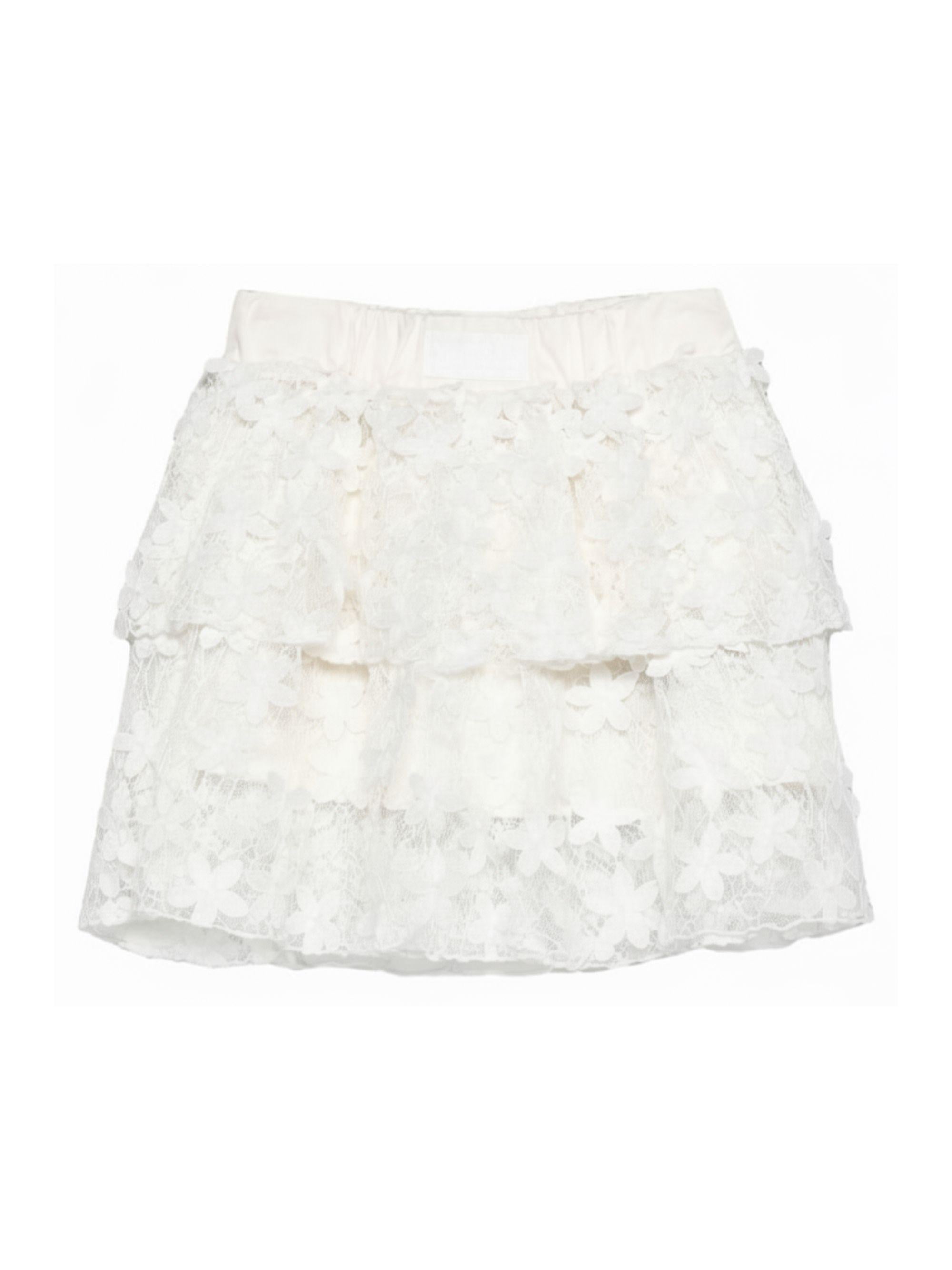 Gonna per bambina Balmain Kids bianca con dettagli floreali all-over BY7A91 U0263 100 BALMAIN KIDS