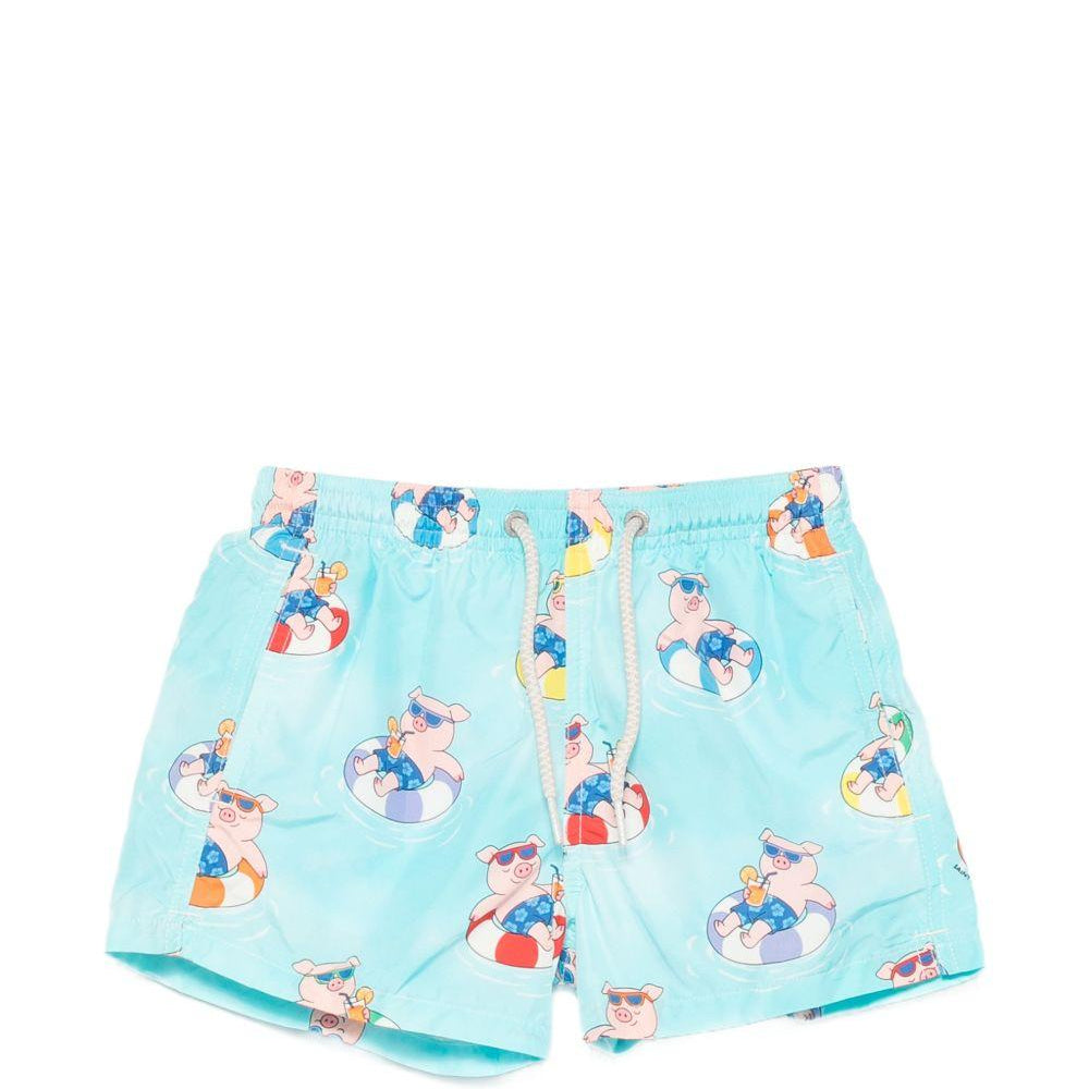 Costume per bambino MC2 Saint Barth Kids azzurro con stampa grafica maialini all-over JEA0004 02029L MC2 ST. BARTH KIDS