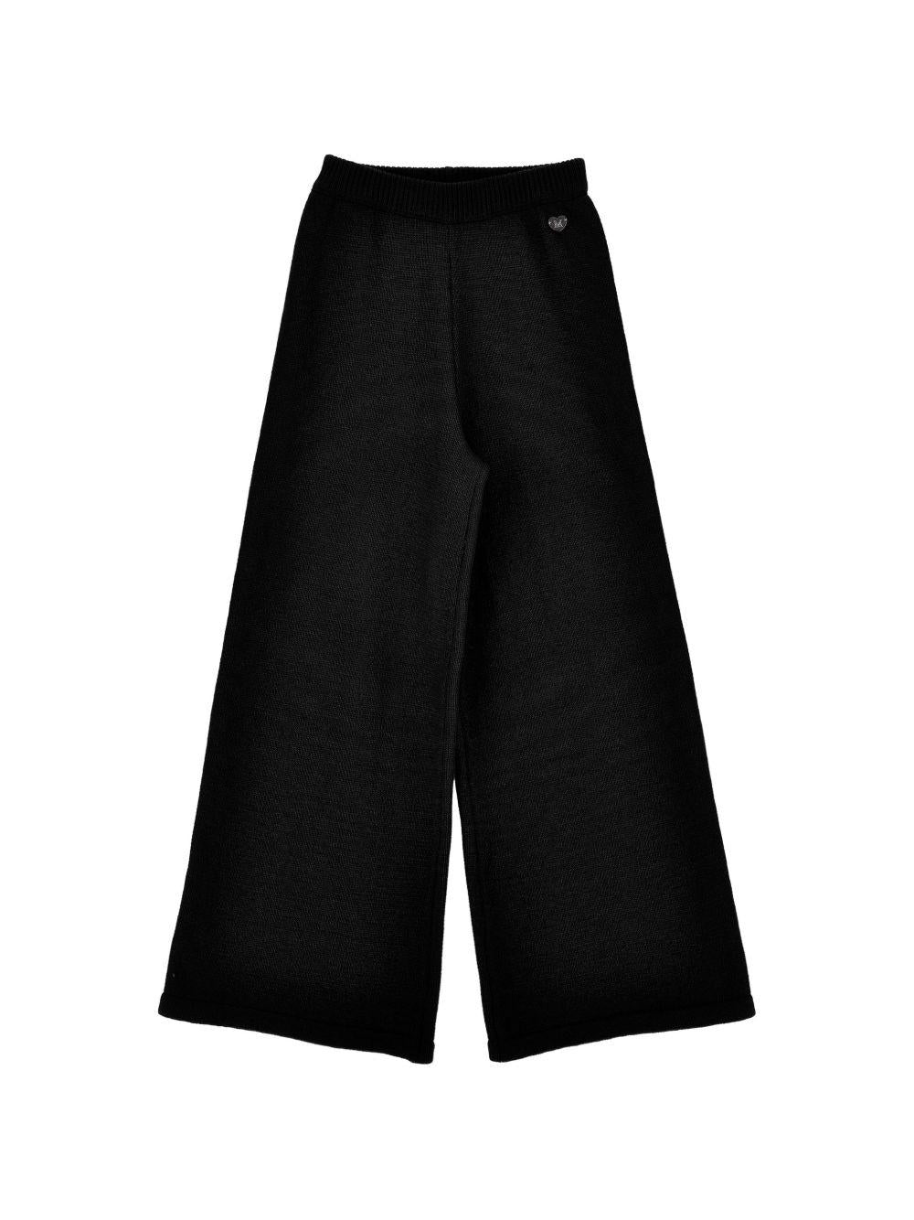 Pantaloni per bambina Monnalisa Kids neri con design lavorato a maglia 17H409 8060 0050 MONNALISA KIDS