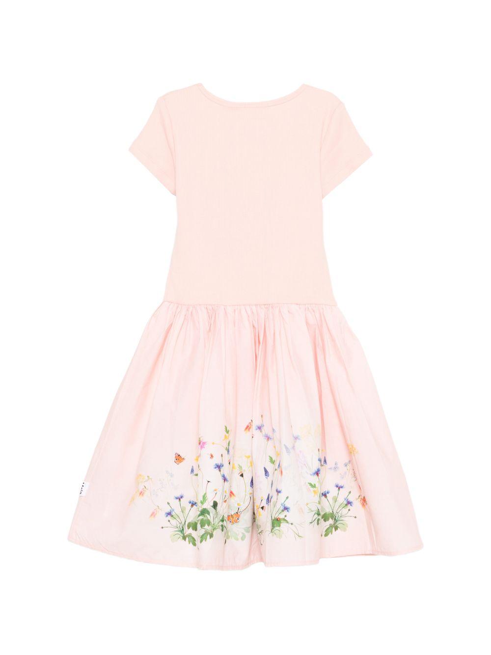 Abito Cissa per bambina Molo rosa con stampa animali 2S26E102 5674 MOLO KIDS